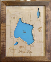 Birch Lake, MI - Laser Cut Wood Map