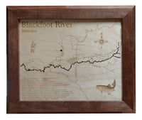 Blackfoot River, MT - Laser Cut Wood Map