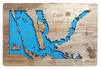 Cape Coral, Florida - laser cut wood map