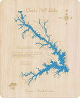 Clarks Hill Lake Georgia and South Carolina - Laser Cut Wood Map