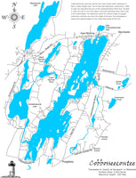 Cobbosseecontee Lake, Maine  - Laser Cut Wood Map