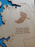Lake Coeur d'Alene, Idaho - Laser Cut Wood Map