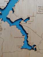 Lake Coeur d'Alene, Idaho - Laser Cut Wood Map