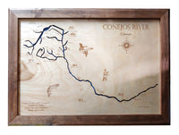 The Conejos River - Laser Cut Wood Map