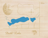 Diehl Lake, Ohio - Laser Cut Wood Map