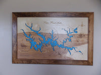 Tims Ford Lake, Tennessee - laser cut wood map
