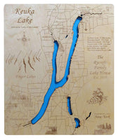 Keuka Lake, New York - Laser Cut Wood Map