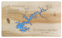 Lake Wedowee, Alabama - laser cut wood map