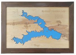 Richland-Chambers Lake, Texas - laser cut wood map