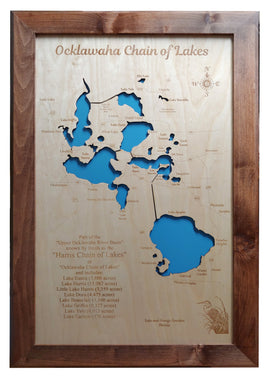 Lake Harris, Florida - Laser Cut Wood Map