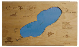 Otter Tail Lake, Minnesota - laser cut wood map