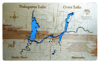 Pokegama Lake, Minnesota - laser cut wood map