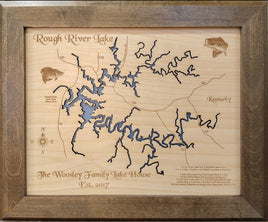 Rough River Lake, Kentucky - laser cut wood map