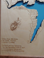 Rushford Lake, New York - laser cut wood map