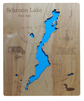 Schroon Lake, New York - laser cut wood map