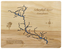 Schuylkill River, Pennsylvania - laser cut wood map