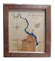 Sebec Lake, Maine - laser cut wood map