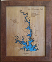 Smith Mountain Lake, Virginia - laser cut wood map