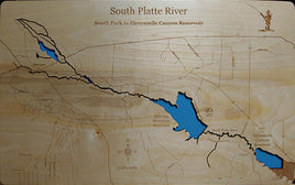 Spinney Mountain Reservoir, Colorado - laser cut wood map