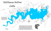 Stillhouse Hollow Lake, Texas - laser cut wood map