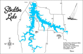 Stockton Lake, Missouri - laser cut wood map