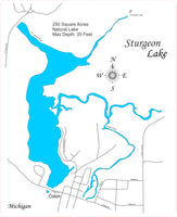 Sturgeon Lake, Michigan - laser cut wood map