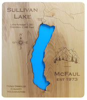 Sullivan Lake, Washington - laser cut wood map