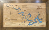 Lake Travis, Texas - Laser Cut Wood Map