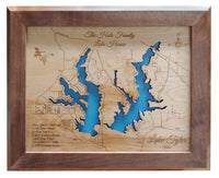 Lake Tyler West and Lake Tyler East, Texas - laser cut wood map