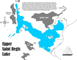 Upper Saint Regis Lake, New York - laser cut wood map