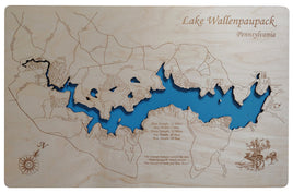 Lake Wallenpaupack, Pennsylvania - laser cut wood map