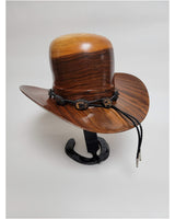 Walnut Cowboy Hat - Rare Wood Turned Men's Headwear #244