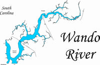 Wando River, South Carolina - laser cut wood map