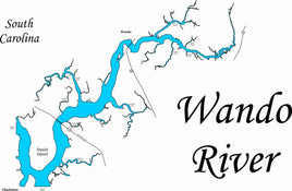 Wando River, South Carolina - laser cut wood map