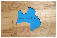 Watchaug Pond, Rhode Island - laser cut wood map