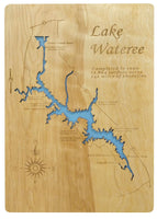 Lake Wateree, South Carolina - laser cut wood map