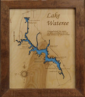 Lake Wateree, South Carolina - laser cut wood map