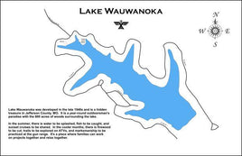 Lake Wauwanoka, MO - laser cut wood map