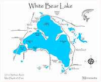 White Bear Lake, Minnesota - laser cut wood map