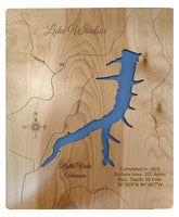 Lake Windsor, Arkansas - laser cut wood map
