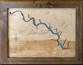 Lake Zoar, Connecticut - laser cut wood map